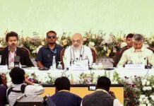 दक्षिण की सियासत एक मंच पर, अमित शाह की बैठक में विजय-शिवकुमार-नायडू Amit shah vijay dk sivakumar and chandrababu naidu