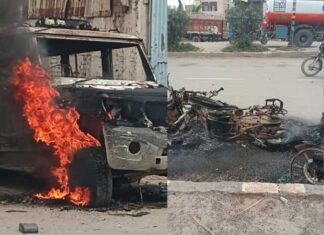 युवक की मौत के बाद पटना में बवाल, बस-जीप और बाइक फूंकीं; पत्रकारों पर हमला Bihar accident death in patna mob burnt