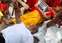 चढ़ावा चोरी पर संतों का प्रदर्शन, पीएम आवास जाने से रोके गए पप्पू यादव सड़क पर लेटे Pappu yadav attends protest of sadhu sants cbi investigation demand in chadhava chori
