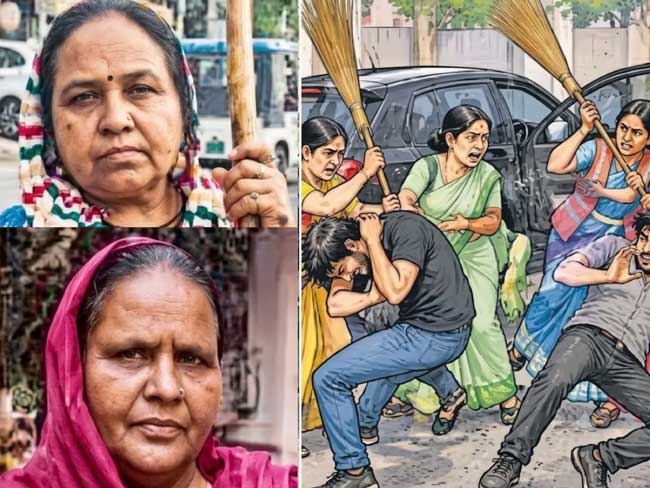 3-women-workers-beat-kidnappers-with-brooms-save-woman-life- 3 women workers beat kidnappers with brooms save woman life