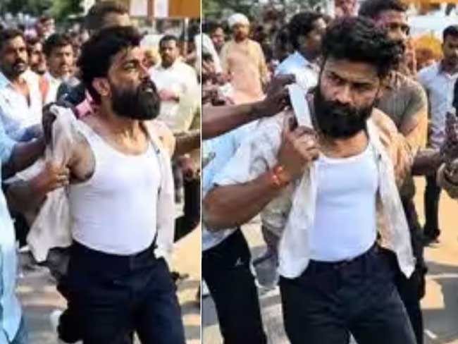 karni-sena-leader-chased-and-beaten-forced-to-chant-jai-bhim-in-aligarh Karni sena leader chased and beaten forced to chant jai bhim in aligarh