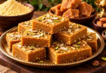 बेसन-गुड़ की बर्फी रेसिपी: घर पर बनाएं स्वादिष्ट और पारंपरिक मिठाई Besan Jaggery Barfi