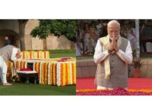 राजघाट और विजय घाट पहुंचे पीएम मोदी, गांधी-शास्त्री को किया नमन Pm modi at rajghat